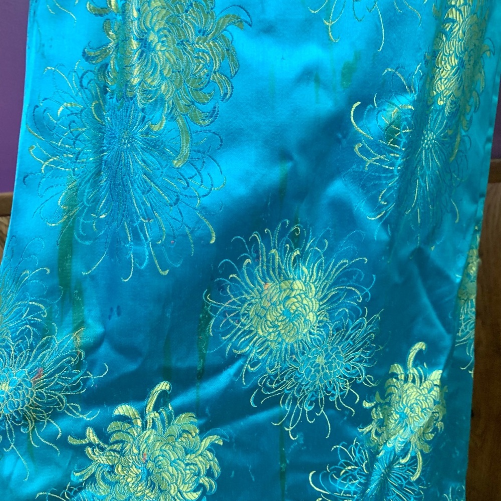 Women’s Vintage 60’s Long Japanese Dress SZ 10 Teal and Green - Picture 14 of 14